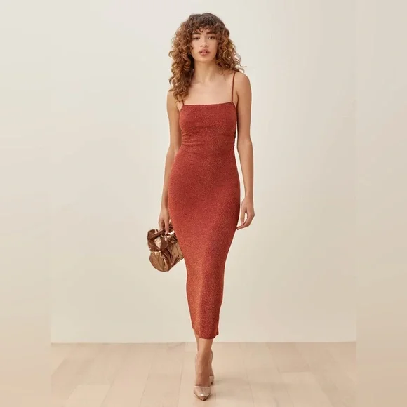 REFORMATION Breslin metallic knit midi DRESS - Picture 2 of 9